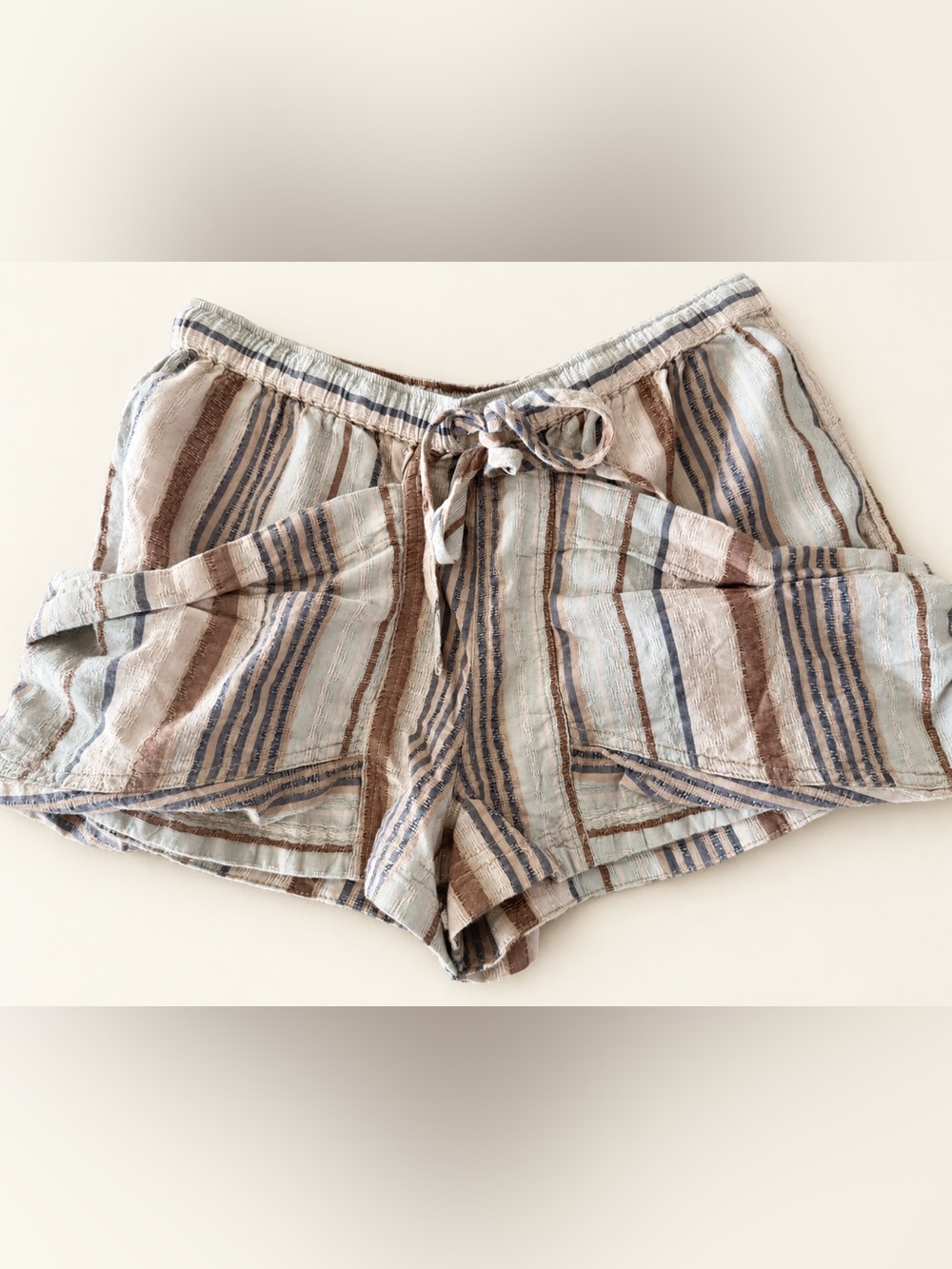 Free People Good Fortune Striped Shorts XS Washed Blue Combo New With Tags - Picture 3 of 6